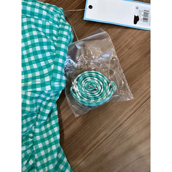 NWT Draper James Green Gingham Seersucker Twist Bandeaukini Tankini Top Size S - Picture 8 of 8